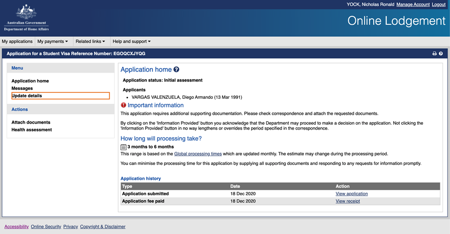 Updating Passport Details